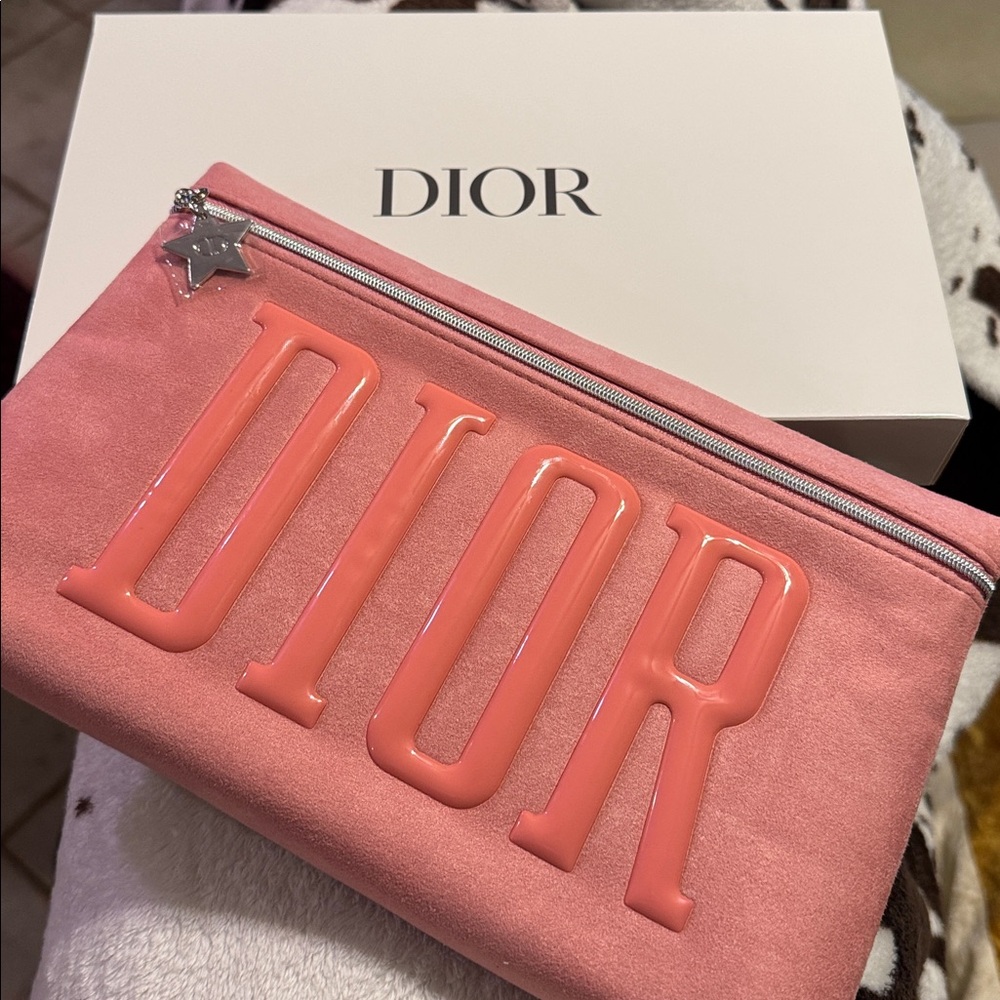 DIOR Bubble Gum Pink Suede Clutch